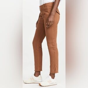 Nili Lotan Jenna Cropped Raw-Edge Pants Brown Utility Style